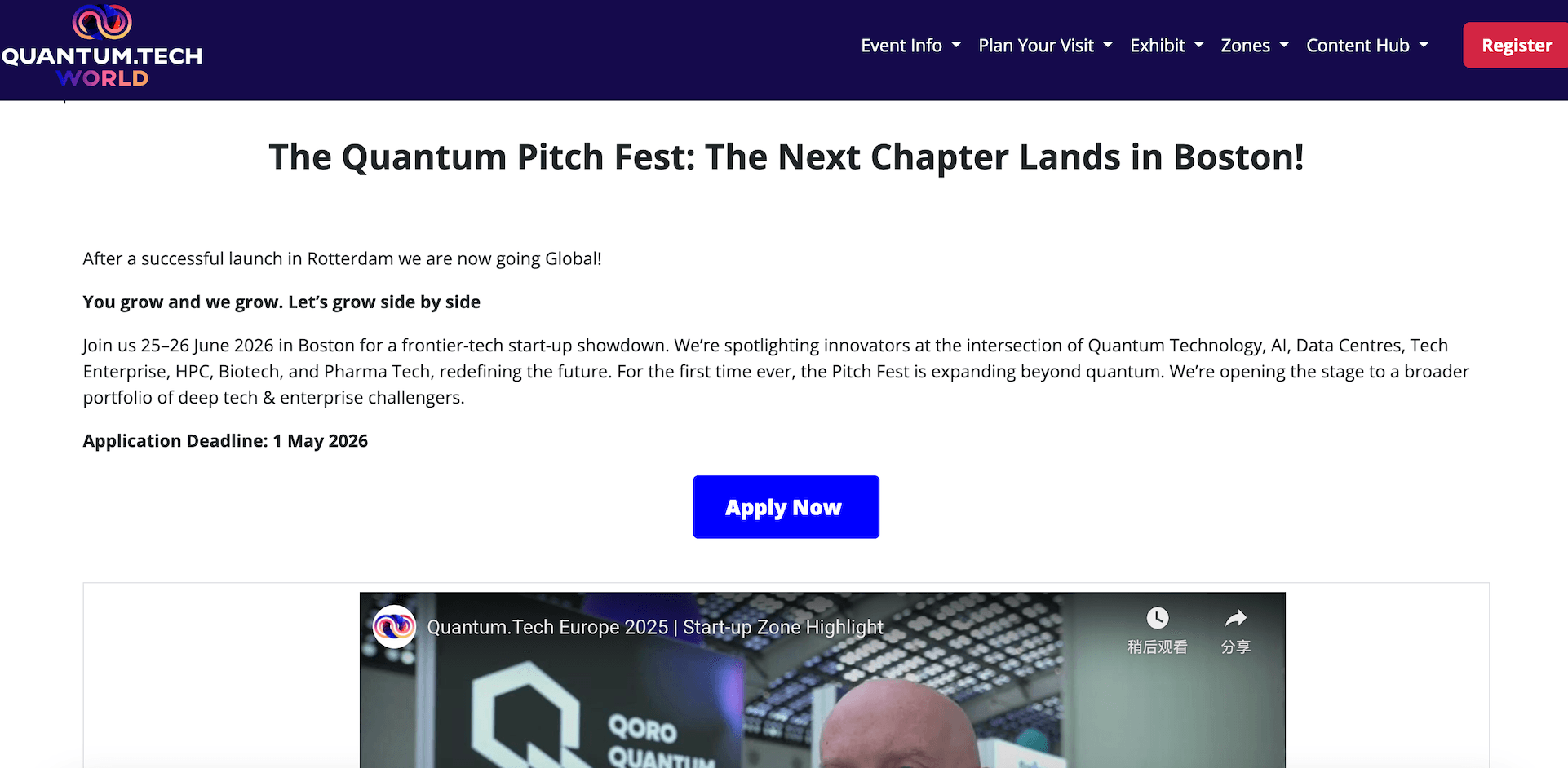 Boston’s DeepTech Pitchfest at Quantum.Tech World 2026