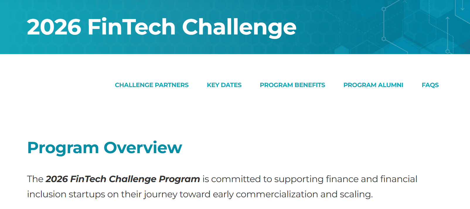 MassChallenge 2026 Fintech Challenge Programme