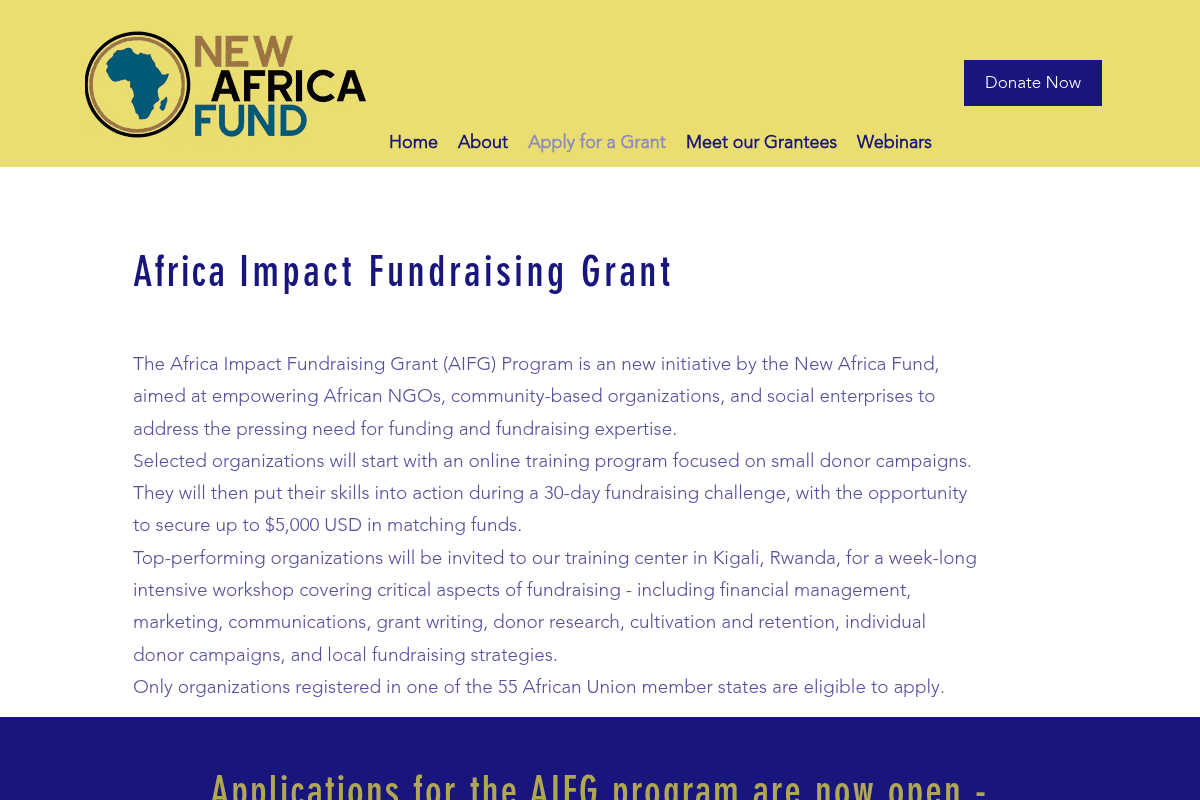 Africa Impact Fundraising Grant (AIFG)