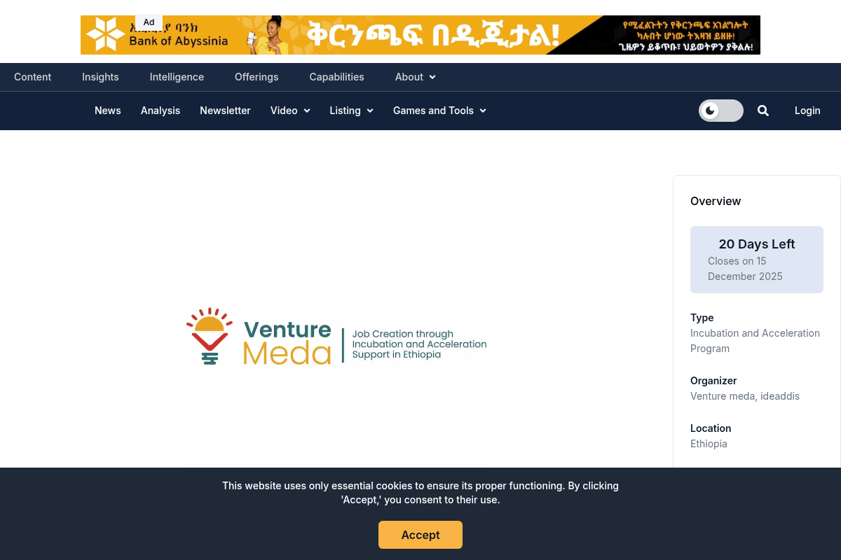 Venture Meda Cohort 3 – Startup Acceleration, Job Creation and Seed Support Program