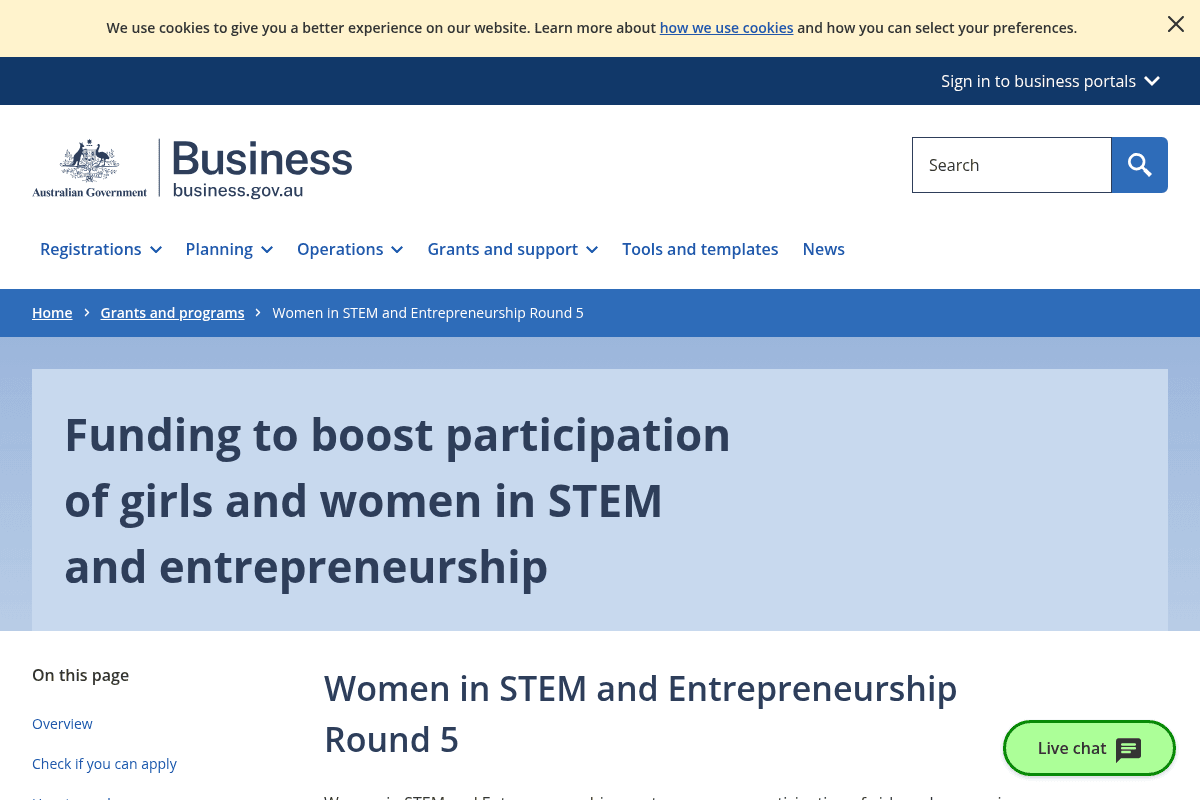 Women in STEM and Entrepreneurship Grant Program (Round 5)