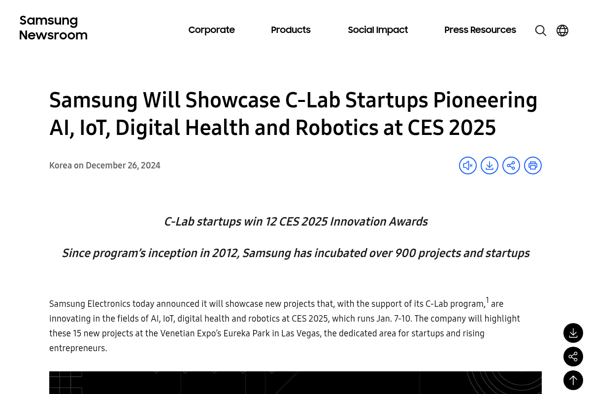 Samsung Electronics C-Lab Outside Incubation Program