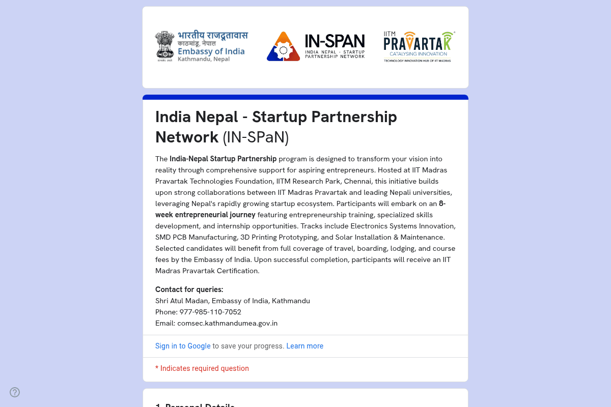 IN-SPAN (India-Nepal Startup Partnership Network) Cross-Border Startup Training Program