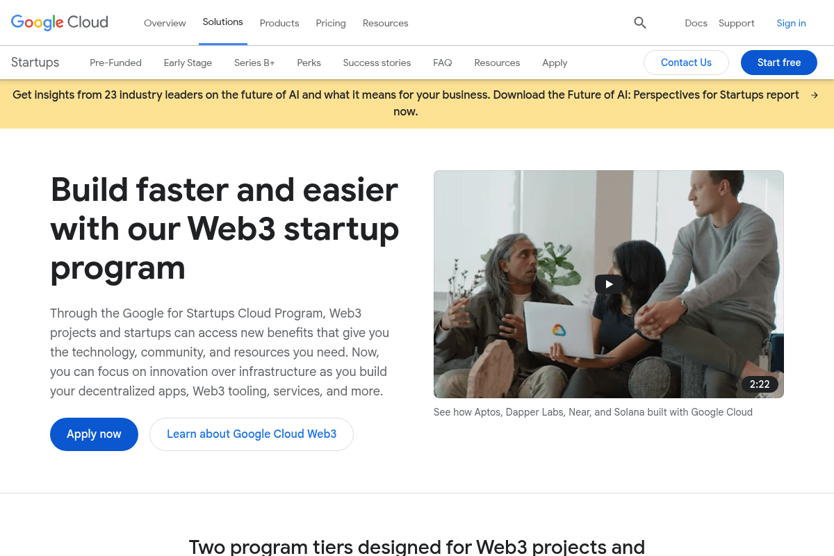 Google Cloud Web3 Startup Program