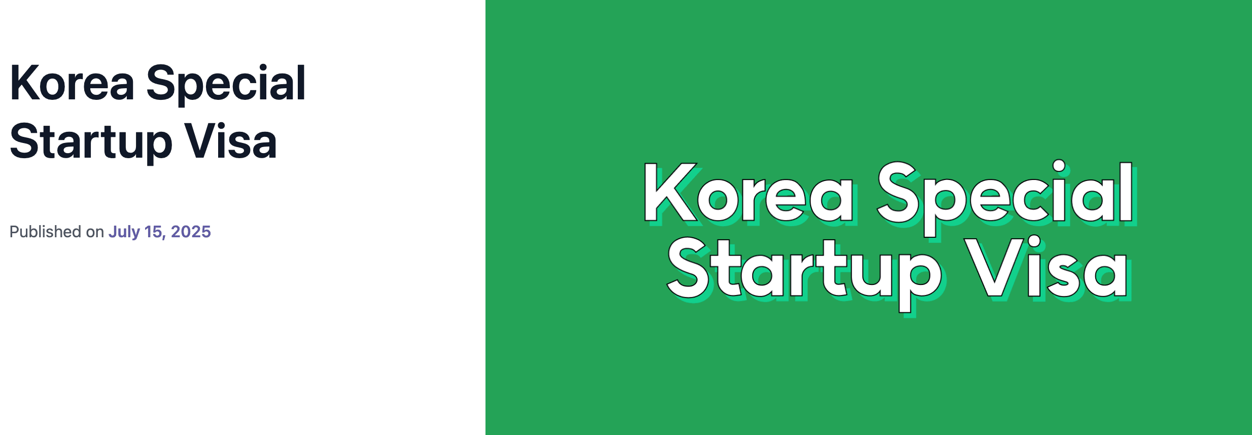 Korea Special Startup Visa