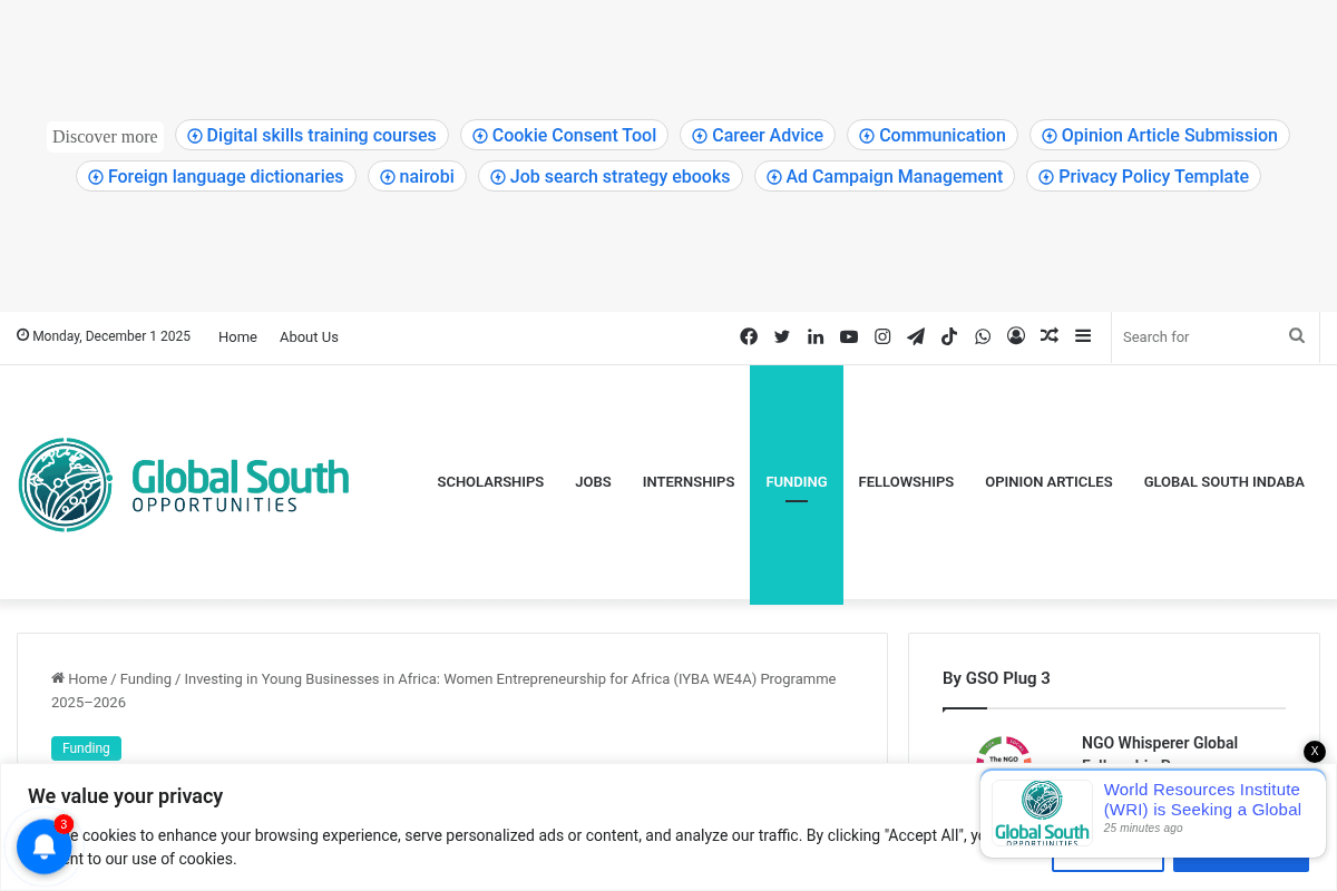 Women Entrepreneurship for Africa (WE4A)