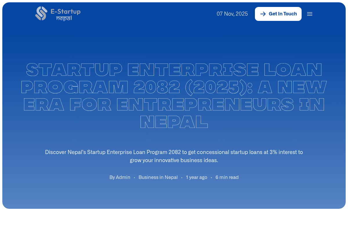 Startup Enterprise Loan Program 2082 (2025)
