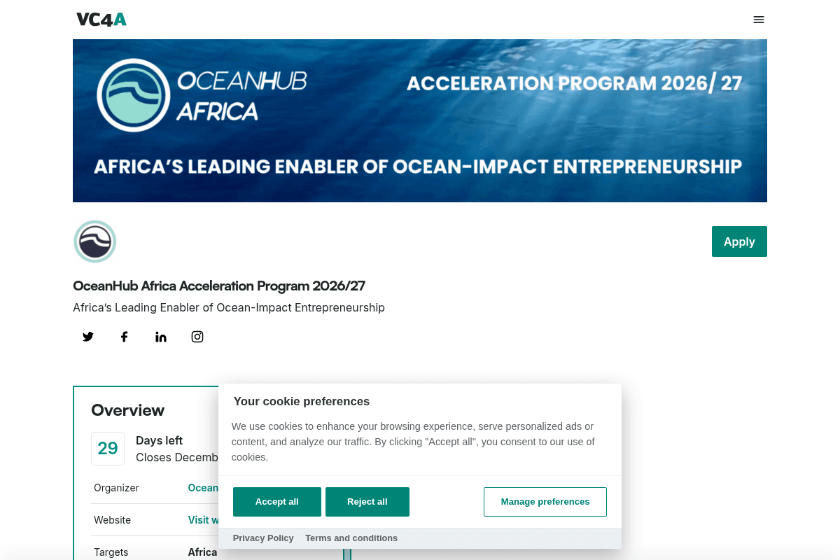 OceanHub Africa Acceleration Program 2026/27