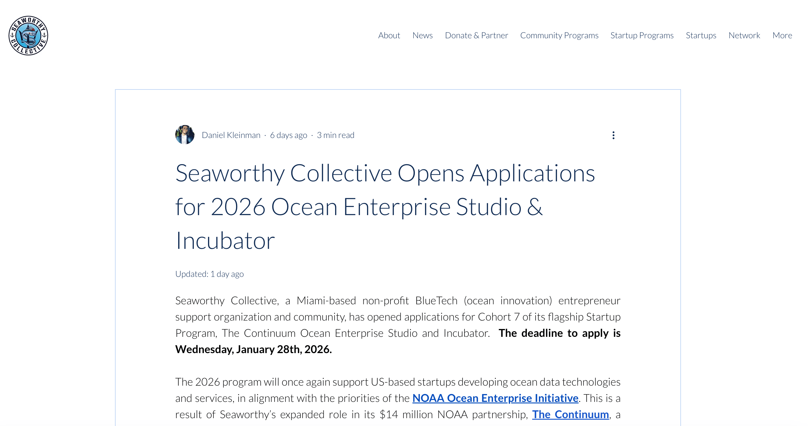 2026 Ocean Enterprise Studio & Incubator