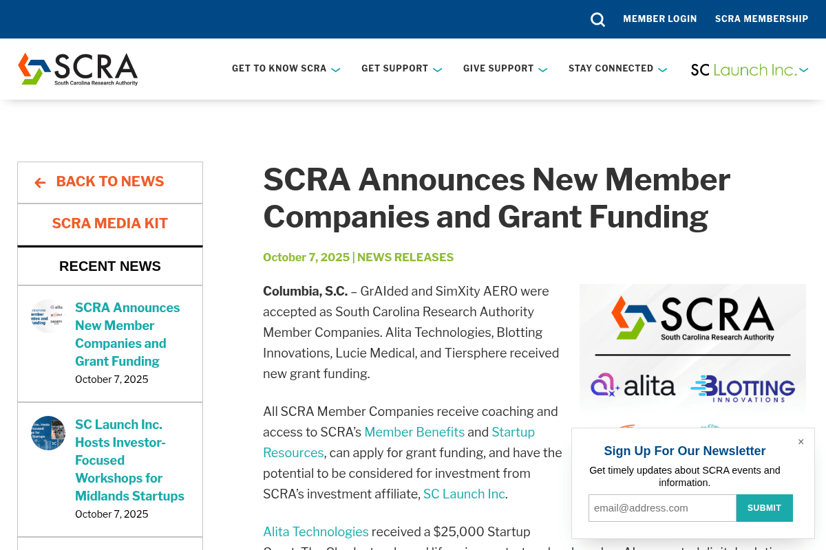 SCRA Membership Company Qualification and Grant Funding