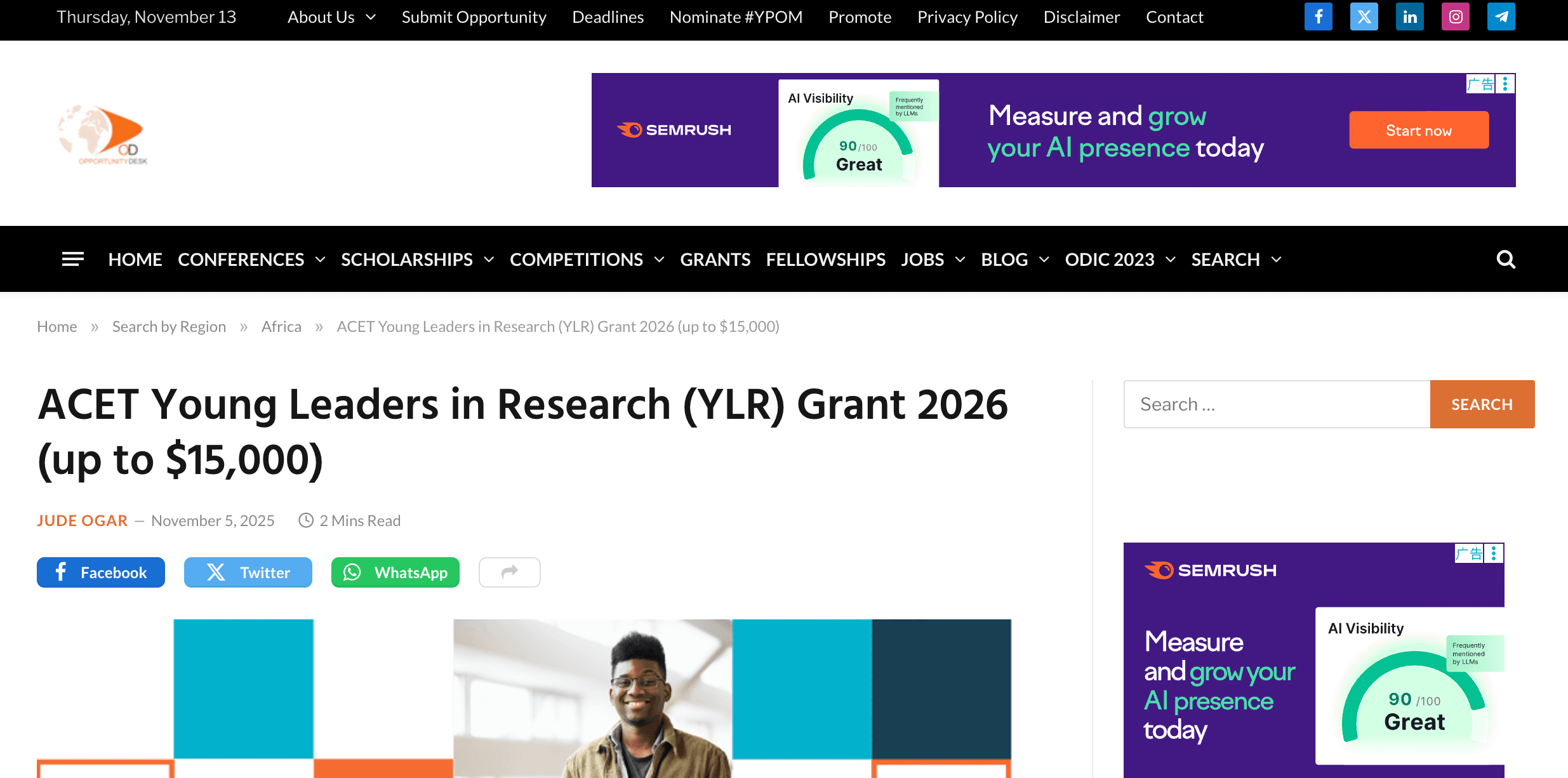 African Center for Economic Transformation(ACET) Young Leaders in Research (YLR) Grant 2026.
