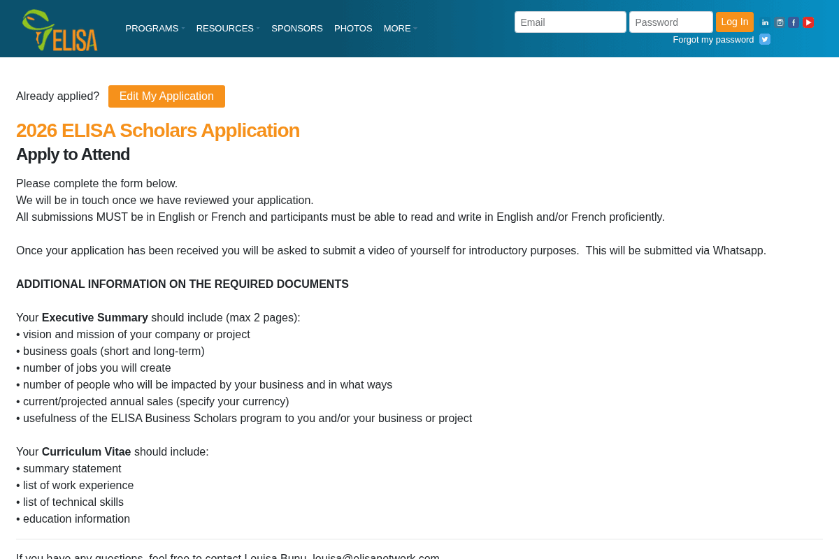 ELISA Scholars Programme for African Entrepreneurs